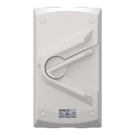 Clipsal Weathershield 20A Single-Pole IP66 Isolating Switch | Chemical Resistant Grey | WHB120-RG