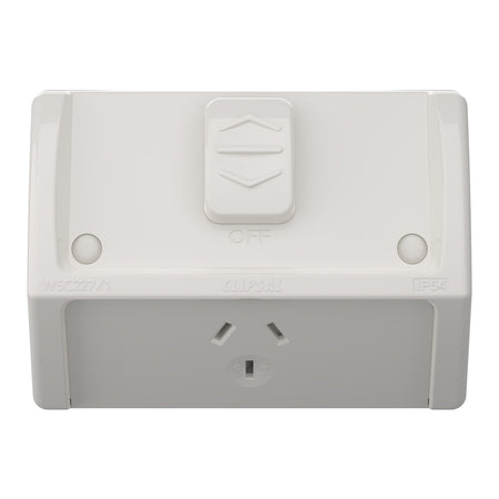 Clipsal Weathershield 10A Single Weatherproof Power Point IP54 | Chemical Resistant Grey | WSC227/1-RG