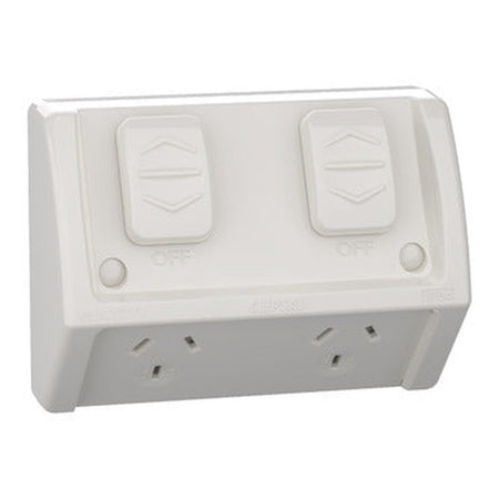 Clipsal Weathershield Flush Double Power Point 10A IP54 | Chemical Resistant Grey | WSCF227/2-RG