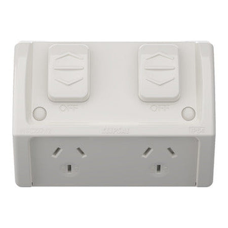 Clipsal Weathershield Flush Double Power Point 10A IP54 | Chemical Resistant Grey | WSCF227/2-RG