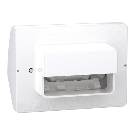Clipsal Weathershield Flush Double Power Point 10A IP54 | Chemical Resistant White | WSCF227/2-RW