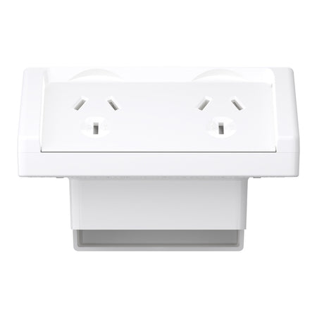 Clipsal Weathershield Flush Double Power Point 10A IP54 | Chemical Resistant White | WSCF227/2-RW