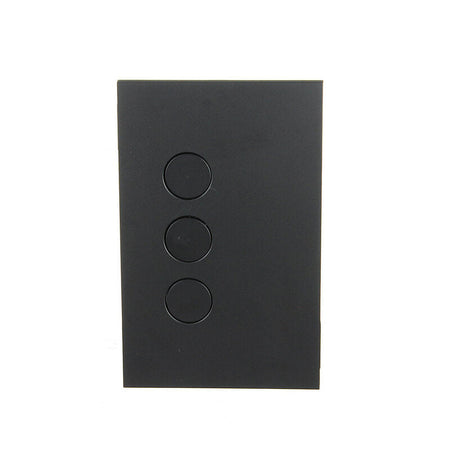 Clipsal Saturn Zen 3 Gang Pushbutton LED Switch 250V 16AX/20A | Zen Black | Z4063PBL-ZB