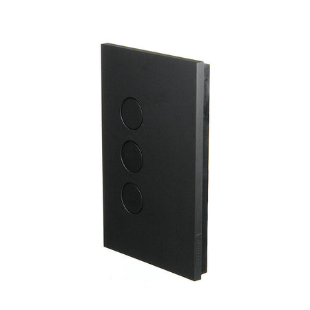 Clipsal Saturn Zen 3 Gang Pushbutton LED Switch 250V 16AX/20A | Zen Black | Z4063PBL-ZB