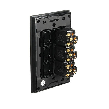 Clipsal Saturn Zen 3 Gang Pushbutton LED Switch 250V 16AX/20A | Zen Black | Z4063PBL-ZB