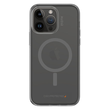 EFM Alta D3O Crystalex Smoke Black case, rear view fitted to a phone; phone not included