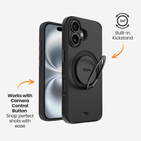 EFM Alta D3O Bio iPhone 16 Plus Case with Kickstand | Black | EFCTAAE610BLA