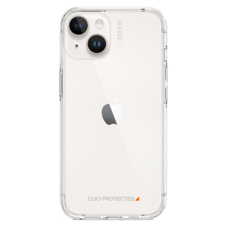 EFM Alta Pure D3O Crystalex Clear iPhone 14 Plus case, rear view fitted to iPhone 14 Plus; phone not included