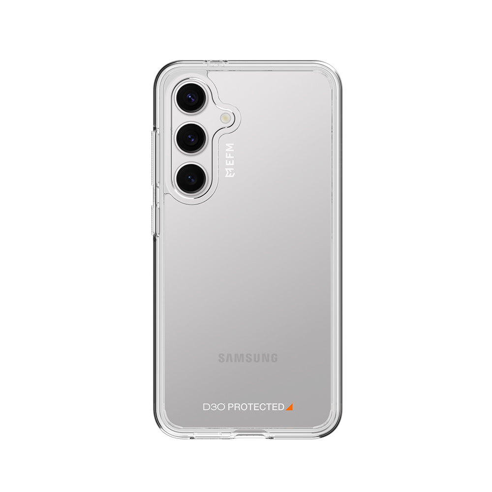 EFM Aspen D3O BIO Clear case fitted to Samsung Galaxy S24 Plus, rear view; phone not included