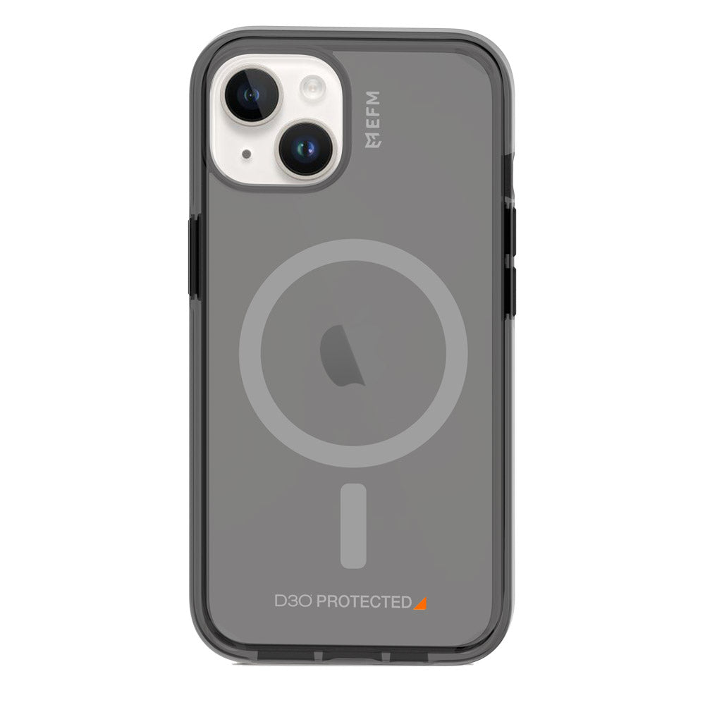 EFM Aspen black case fitted to iPhone 14 Plus, rear view
