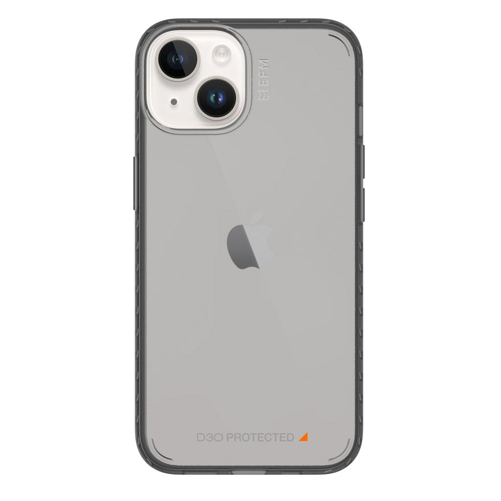 EFM Bio+ D3O Bio Smoke Black case on iPhone 14 Plus, rear view