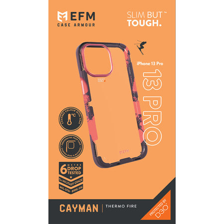 EFM Cayman D3O Crystalex Case for iPhone 13 Pro | Thermo Fire | EFCCAAE194THF