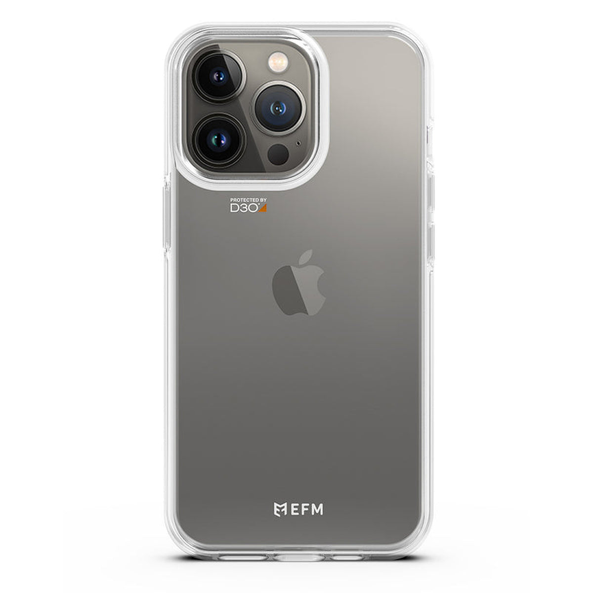 EFM Alaska Clear case fitted to iPhone 13 Pro Max, rear view