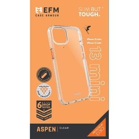EFM Aspen D3O Crystalex Case Armour for iPhone 13 Mini | Clear | EFCDUAE191CLE