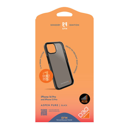 EFM Aspen Pure Case Armour with D3O Signal Plus for iPhone 14 Pro & iPhone 13 Pro | Black | EFCDUAE196BLK