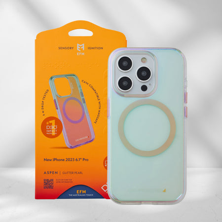 EFM Aspen D3O Bio Case Armour for iPhone 15 Pro | Glitter Pearl | EFCDUAE606GLP
