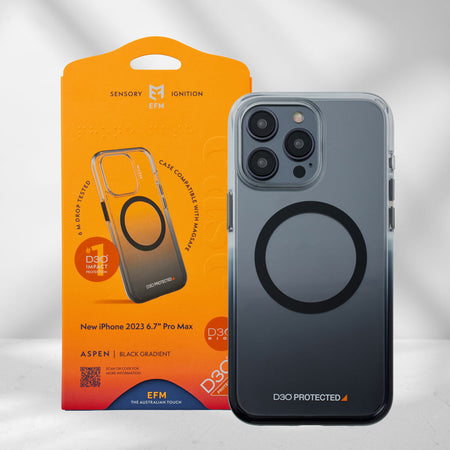 EFM Aspen D3O Bio Case Armour for iPhone 15 Pro Max | Clear/Black | EFCDUAE608BLA