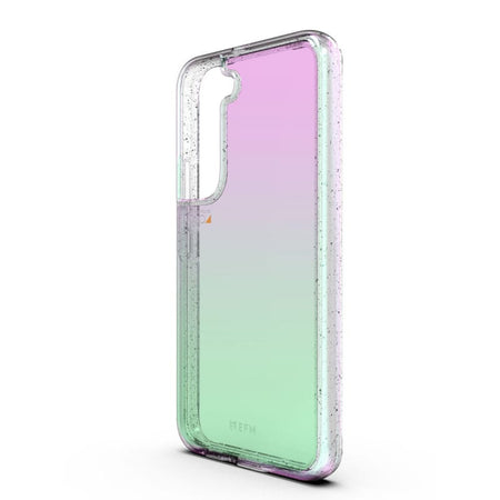 EFM Aspen D3O Crystalex case for Samsung Galaxy S22 Plus EFCDUSG280GLPX in Glitter Pearl, angled rear view