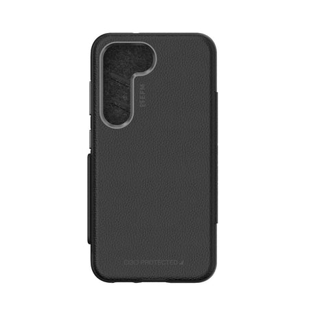 EFM Monaco ELeather D3O Wallet Case for Samsung Galaxy S23+ | Black/Space Grey | EFCFLAE283BLA