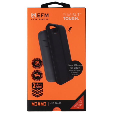 EFM Miami Wallet Case for iPhone SE (2020/2022), 8, 7, 6s and 6 | Jet Black | EFCTFAE149JET