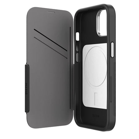 EFM Monaco ELeather MagSafe Case with Wallet for iPhone 14 Plus | Black / Space Grey | EFCFLAE197BLA