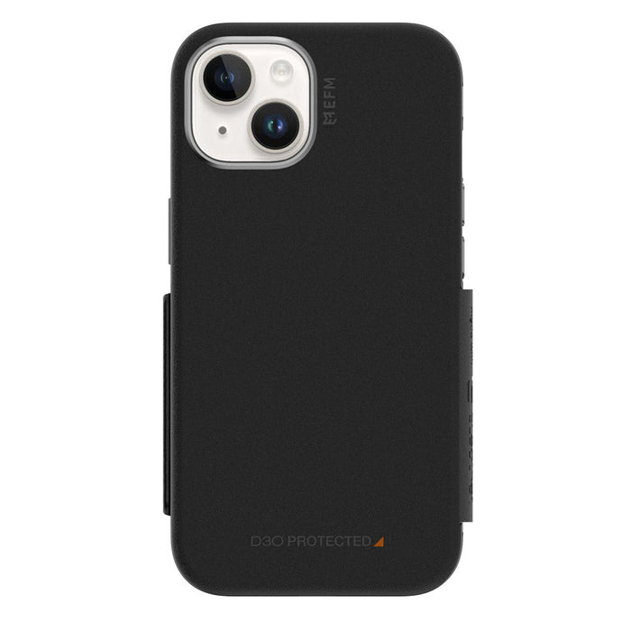 EFM Monaco ELeather MagSafe Case with Wallet for iPhone 14 Plus | Black / Space Grey | EFCFLAE197BLA