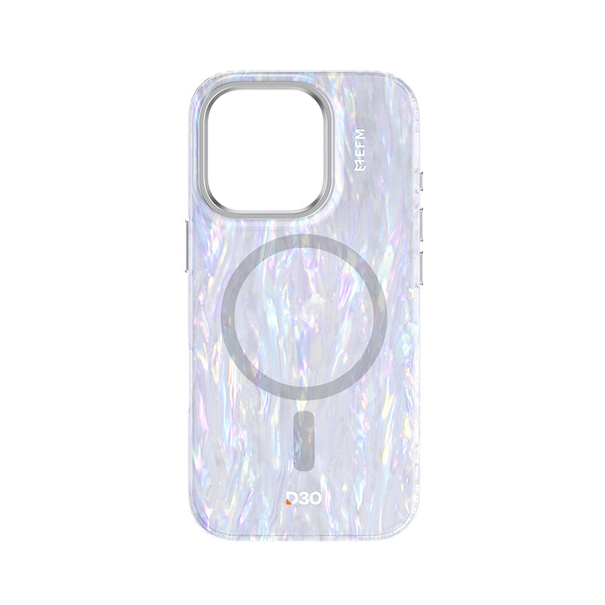 EFM Volta D3O Bio MagSafe case for iPhone 16 Pro in Mother of Pearl, rear view