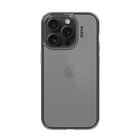 EFM Zurich iPhone 15 Pro Max case in Smoke Black, rear view fitted to phone