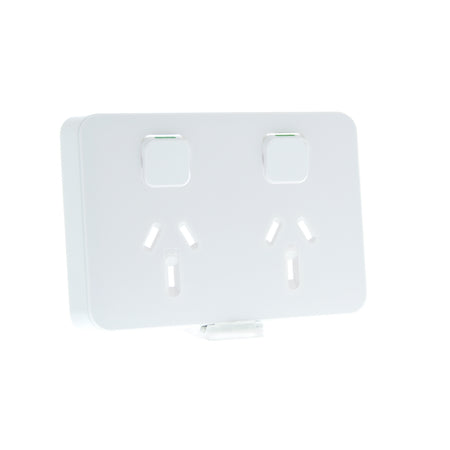 Clipsal Iconic Double Power Point Cover (Skin Only) | Extra White | 3025C-XW