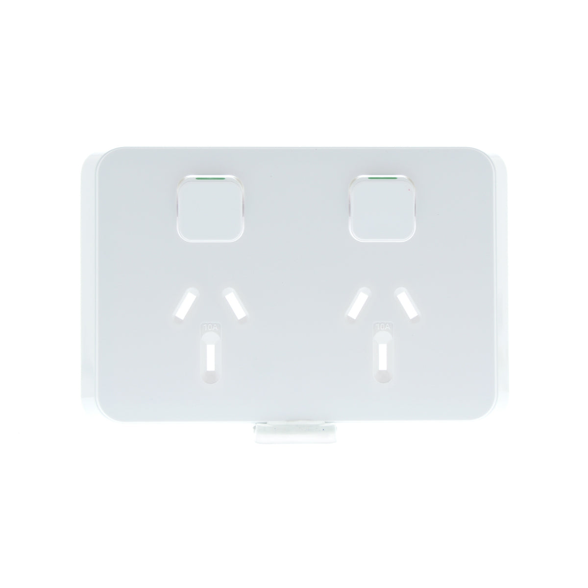 Clipsal Iconic 3025C-XW double power point cover in Extra White, front view
