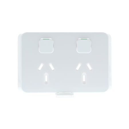 Clipsal Iconic 3025C-XW double power point cover in Extra White, front view