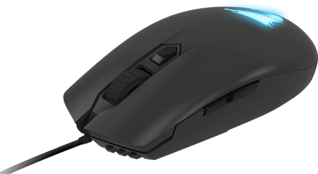 Gigabyte AORUS M2 wired gaming mouse in matte black - angled view