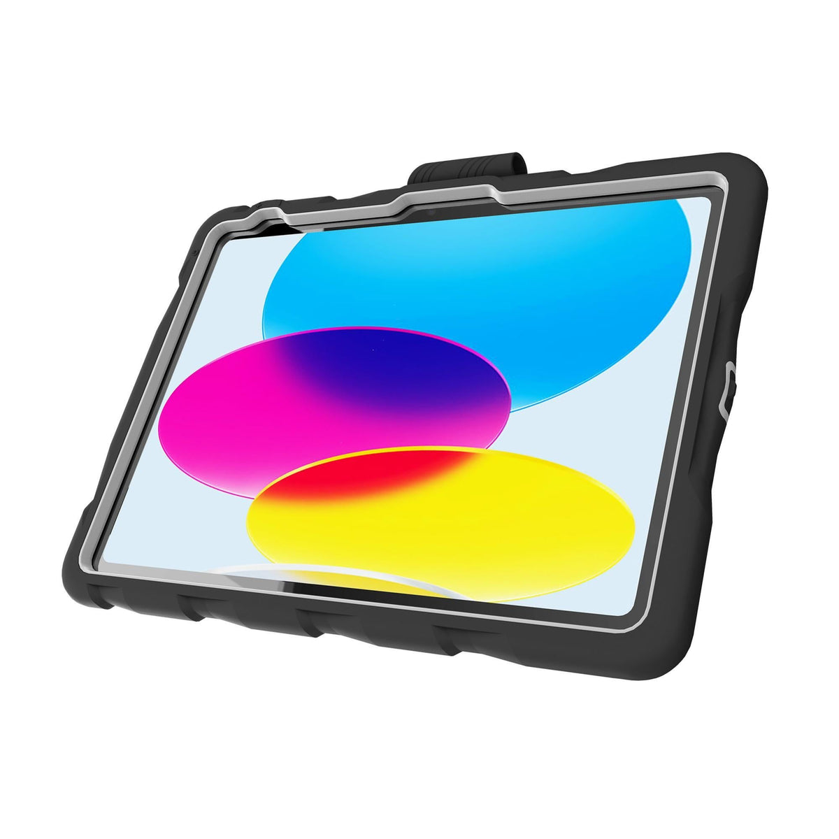 Gumdrop Hideaway 03A011 black rugged iPad case, landscape front view