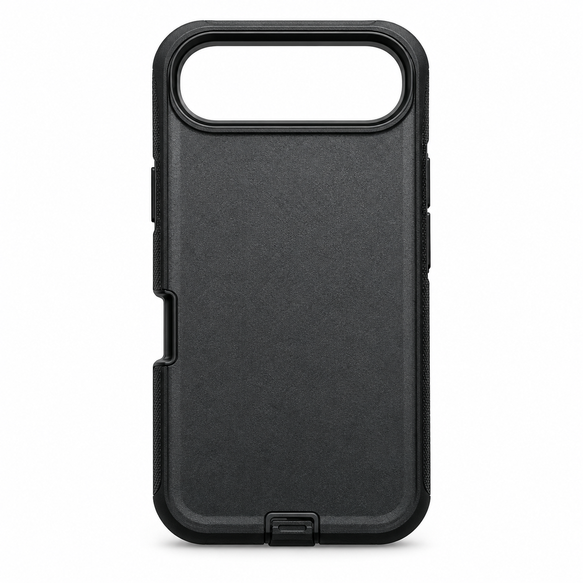 Black heavy duty case for iPhone 17 Air, case only on white background