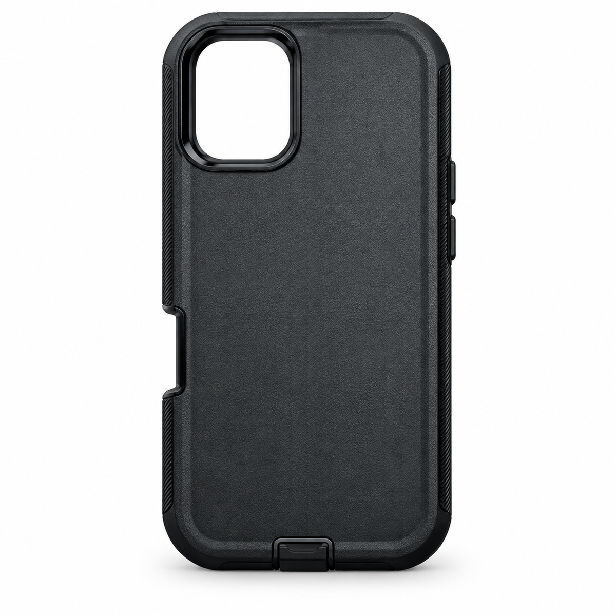 Black heavy duty case for iPhone 17, case only on white background