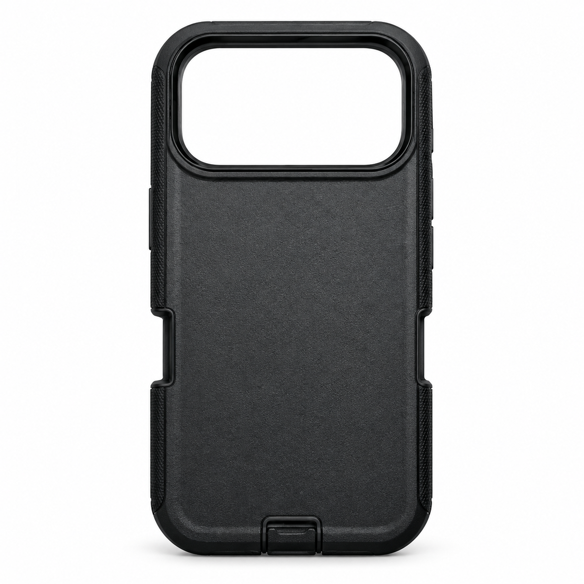 Black heavy duty case for iPhone 17 Pro, case only on white background