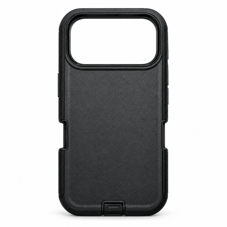 Black heavy duty case for iPhone 17 Pro, case only on white background