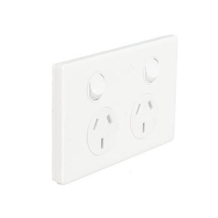 Legrand ED777WE Excel Life Gloss White double power point – angled front view