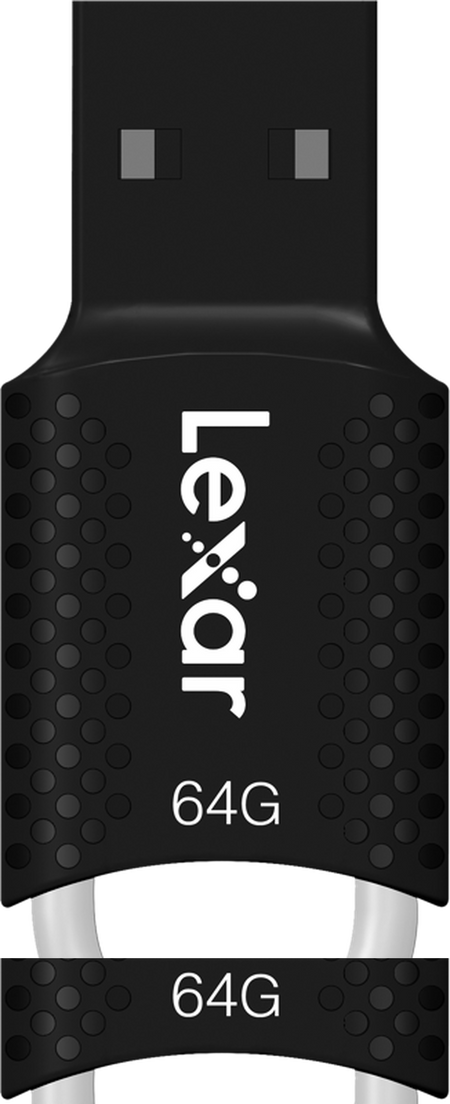 Lexar JumpDrive V40 64GB black USB 2.0 flash drive front view