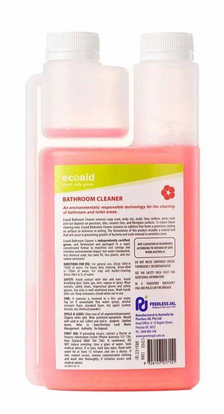 Peerless JAL Ecoaid Bathroom Cleaner Concentrate 1L | Red/Pink | ECOBAT1
