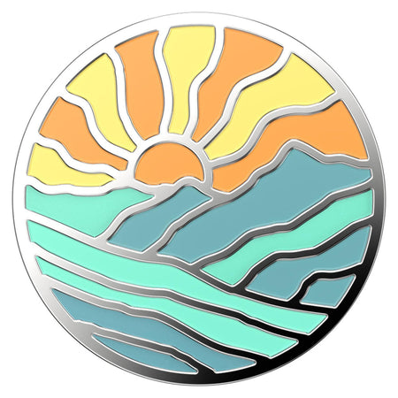 PopSockets Enamel Mountain Rays PopGrip with multicolour mountain and sun design