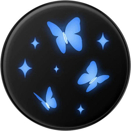 PopSockets Moon Flutters 806702 blue butterfly design on black top