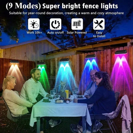 Sparky Stock RGB Solar LED Fence & Wall Lights IP44 2 Pack | Black / Multicolour | SS-SOLAR-FENCE-RGB-2PK