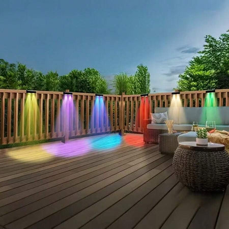 Sparky Stock RGB Solar LED Fence & Wall Lights IP44 2 Pack | Black / Multicolour | SS-SOLAR-FENCE-RGB-2PK