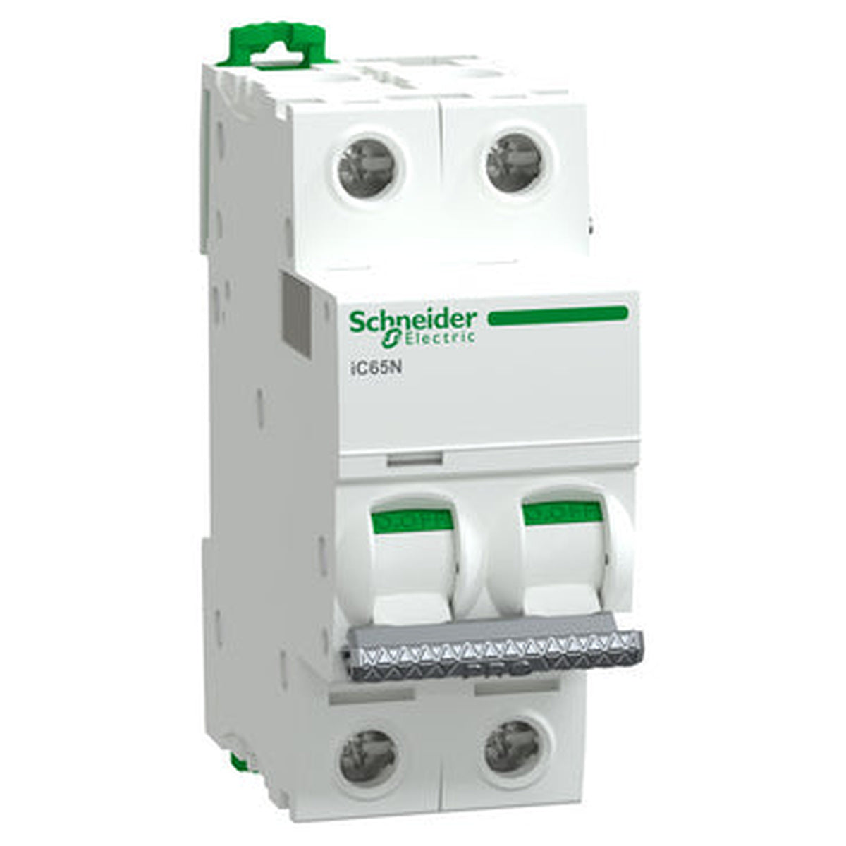 Schneider Electric Acti9 Pro iC65N two-pole circuit breaker — manufacturer representative image