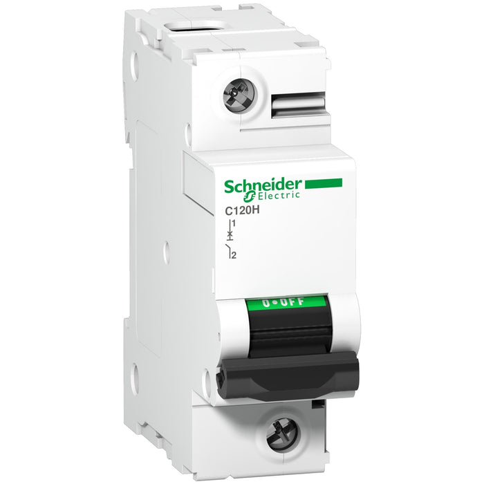Schneider Electric Acti9 C120H 1 Pole 63A B Curve 15kA Circuit Breaker | White | A9N18401