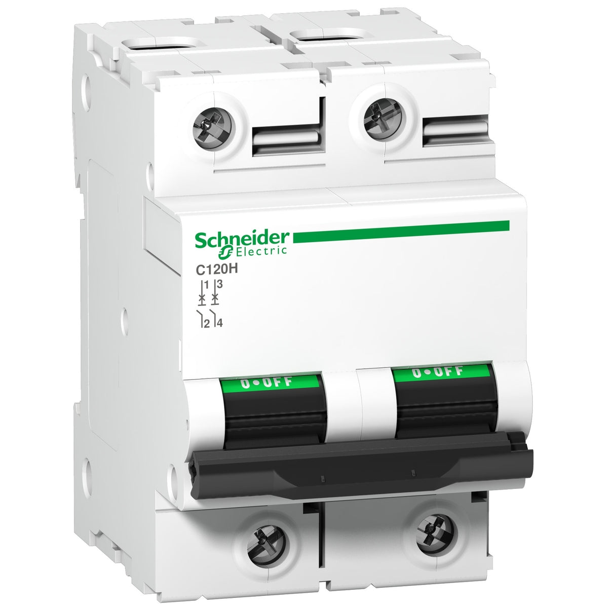 Schneider Electric A9N18412 Acti9 C120H 2 pole 63A B curve circuit breaker in white