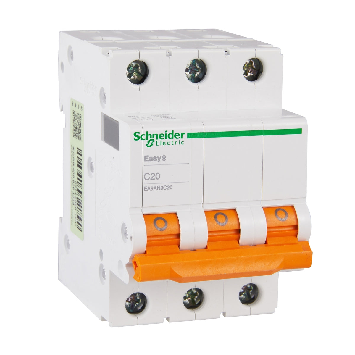 Schneider Electric Easy9 EA9AN3C20 three-pole 20A C-curve circuit breaker