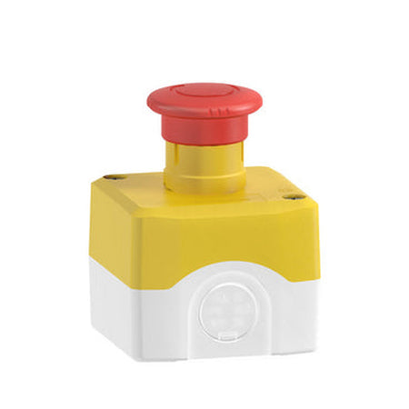 Schneider Electric Harmony Emergency Stop Control Station, 40mm, 1NC, Turn-to-Release | Yellow/Grey | XALK178