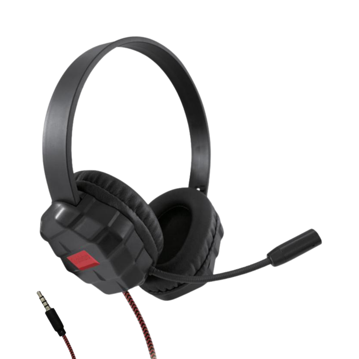 Shintaro SH-125 rugged kids headset in black and red with boom microphone and 3.5 mm audio plug